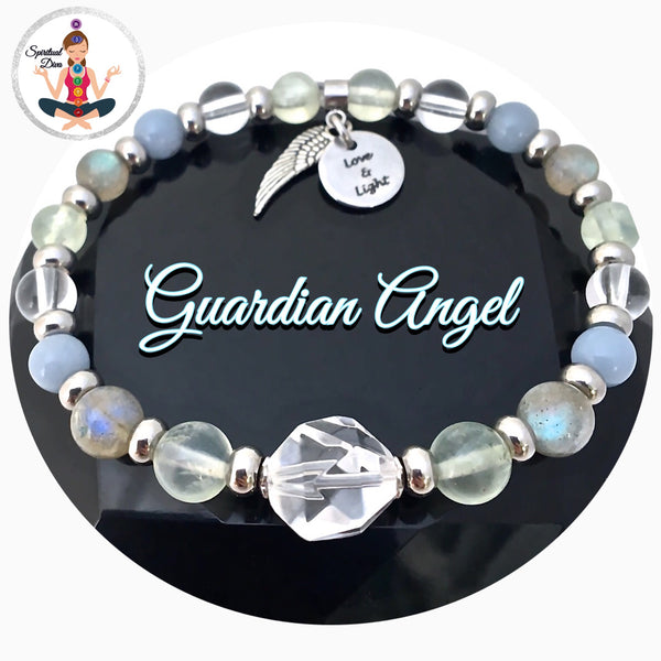 Guardian Angel Energy Healing Crystal Reiki Gemstone Charm Bracelet - Spiritual Diva Jewelry