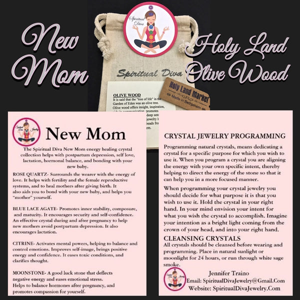 New Mother Baby Healing Crystal Reiki Olive Wood Copper Lotus Bracelet - Spiritual Diva Jewelry
