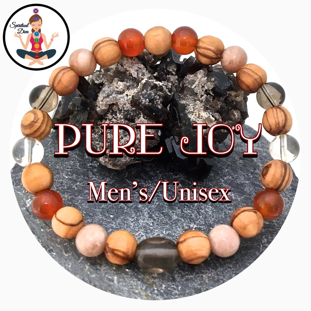 POSITIVE ENERGY Healing Crystal Men Reiki Olive Wood Gemstone Bracelet –  Spiritual Diva Jewelry