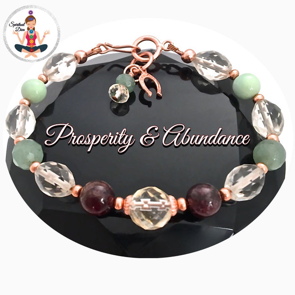 PROSPERITY ABUNDANCE Energy Healing Crystal Reiki Copper Luck Bracelet - Spiritual Diva Jewelry