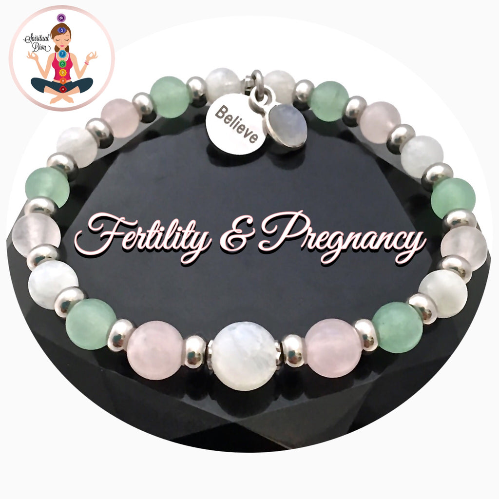 FERTILITY PREGNANCY Healing Crystal Reiki Moonstone IVF Charm Bracelet - Spiritual Diva Jewelry