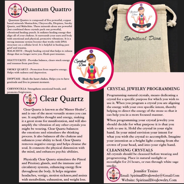 Quantum Quattro Clear Quartz Healing Crystal Reiki Gemstone Bracelet - Spiritual Diva Jewelry