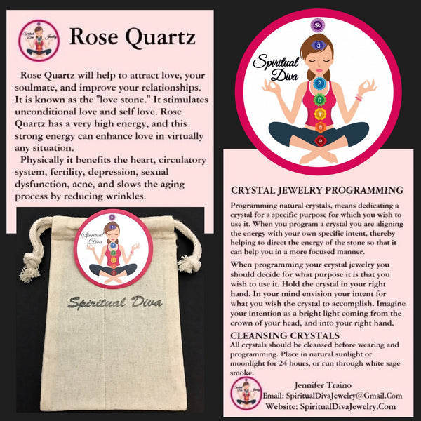 Rose Quartz Healing Crystal Rose Gold Angel Reiki Gemstone Bracelet - Spiritual Diva Jewelry