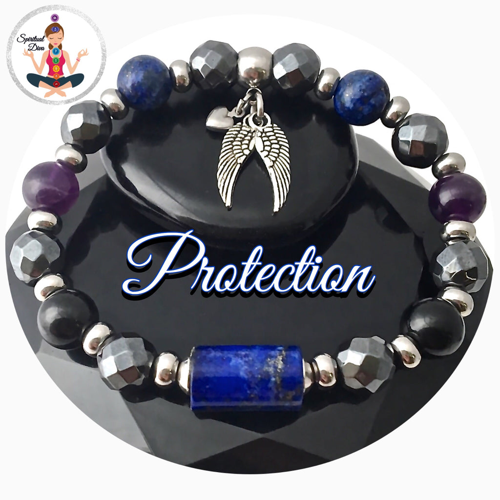 PROTECTION Energy Healing Crystal Gemstone Reiki Angel Bracelet - Spiritual Diva Jewelry