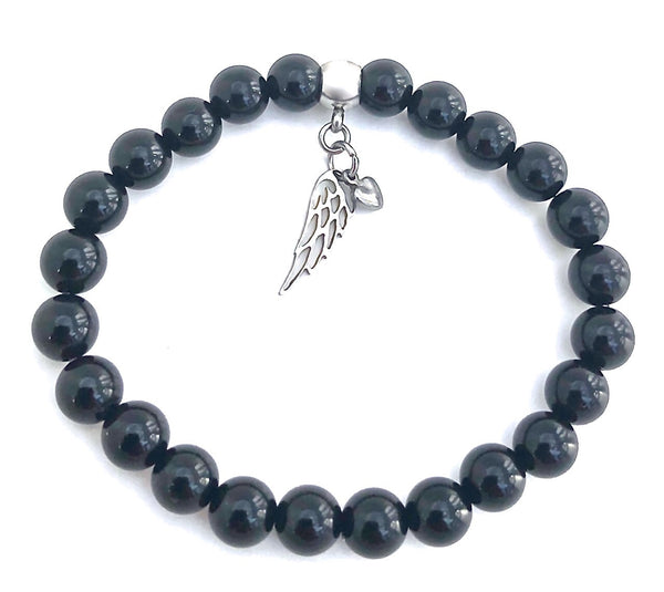 Black Tourmaline Energy Healing Crystal Reiki Gemstone Angel Bracelet - Spiritual Diva Jewelry