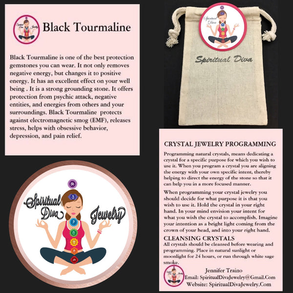 Black Tourmaline Energy Healing Crystal Reiki Gemstone Ankle Bracelet - Spiritual Diva Jewelry