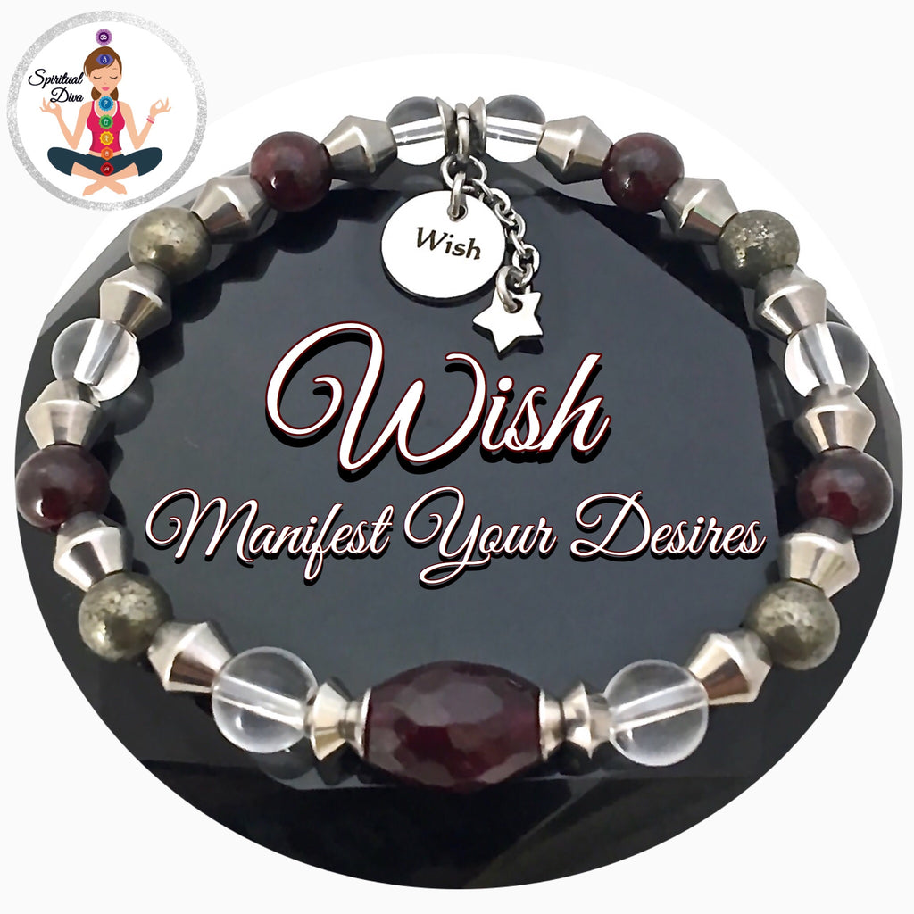 WISH Manifestation Energy Healing Crystal Reiki Gemstone Star Bracelet - Spiritual Diva Jewelry